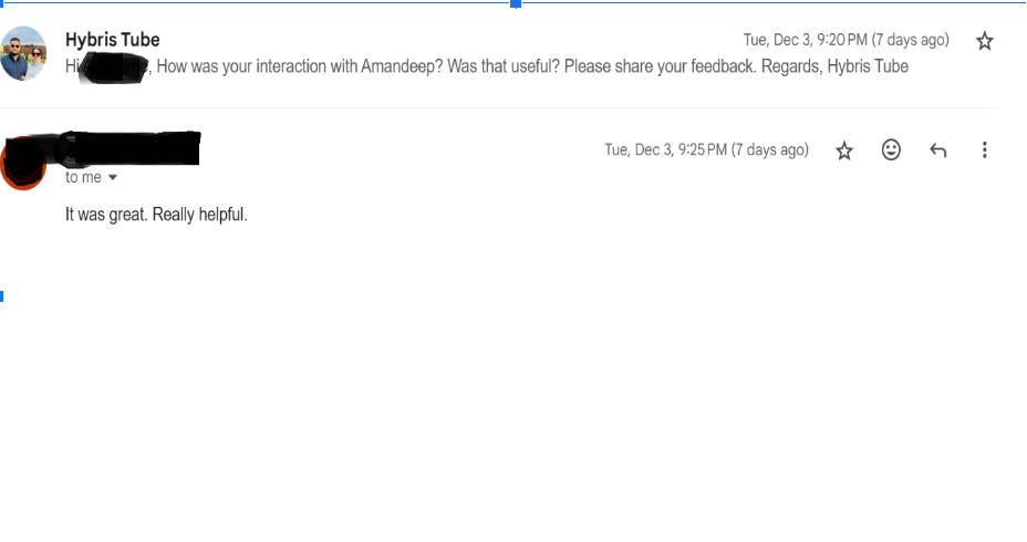 Member feedback screenshot (anonymized)