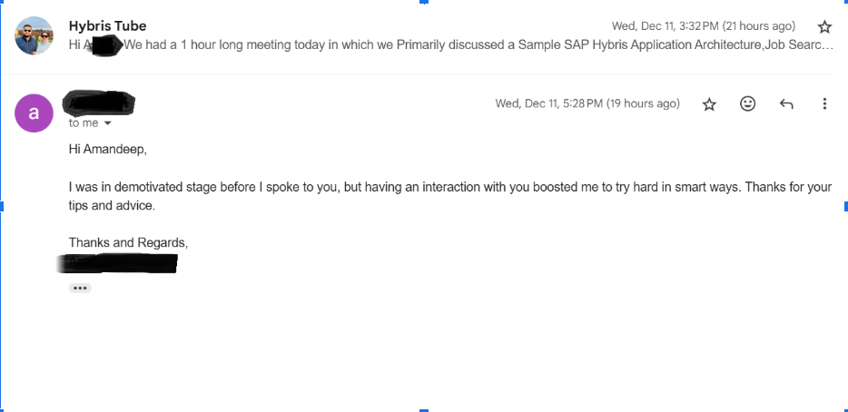 Member feedback screenshot (anonymized)