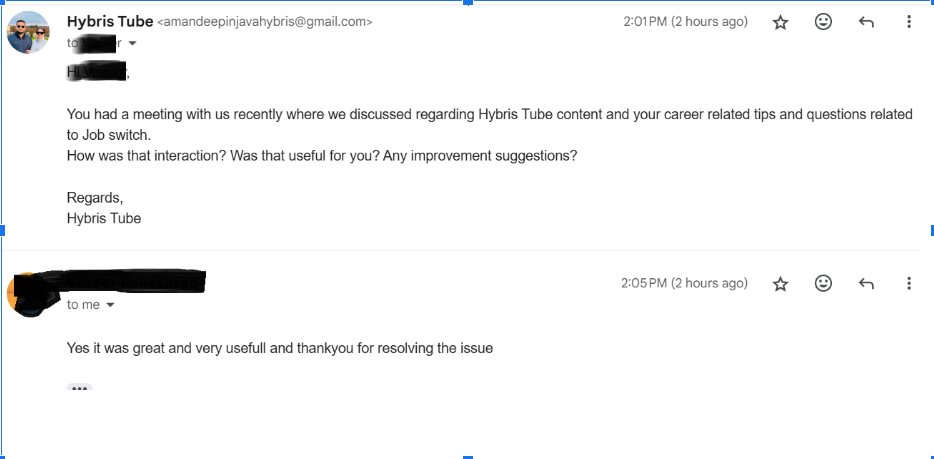 Member feedback screenshot (anonymized)