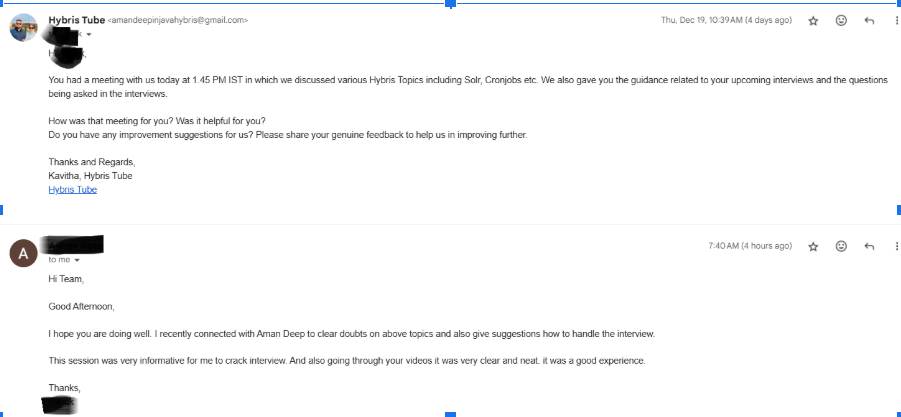 Member feedback screenshot (anonymized)