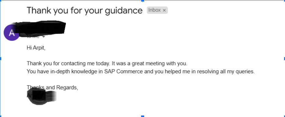 Member feedback screenshot (anonymized)