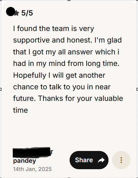 Member feedback screenshot (anonymized)