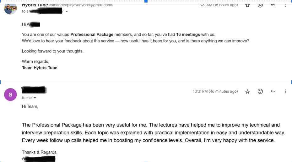 Member feedback screenshot (anonymized)