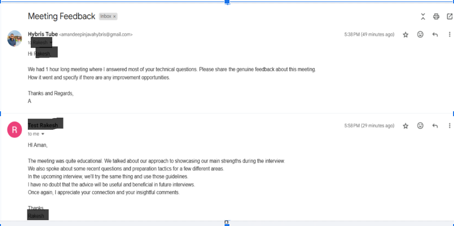 Member feedback screenshot (anonymized)